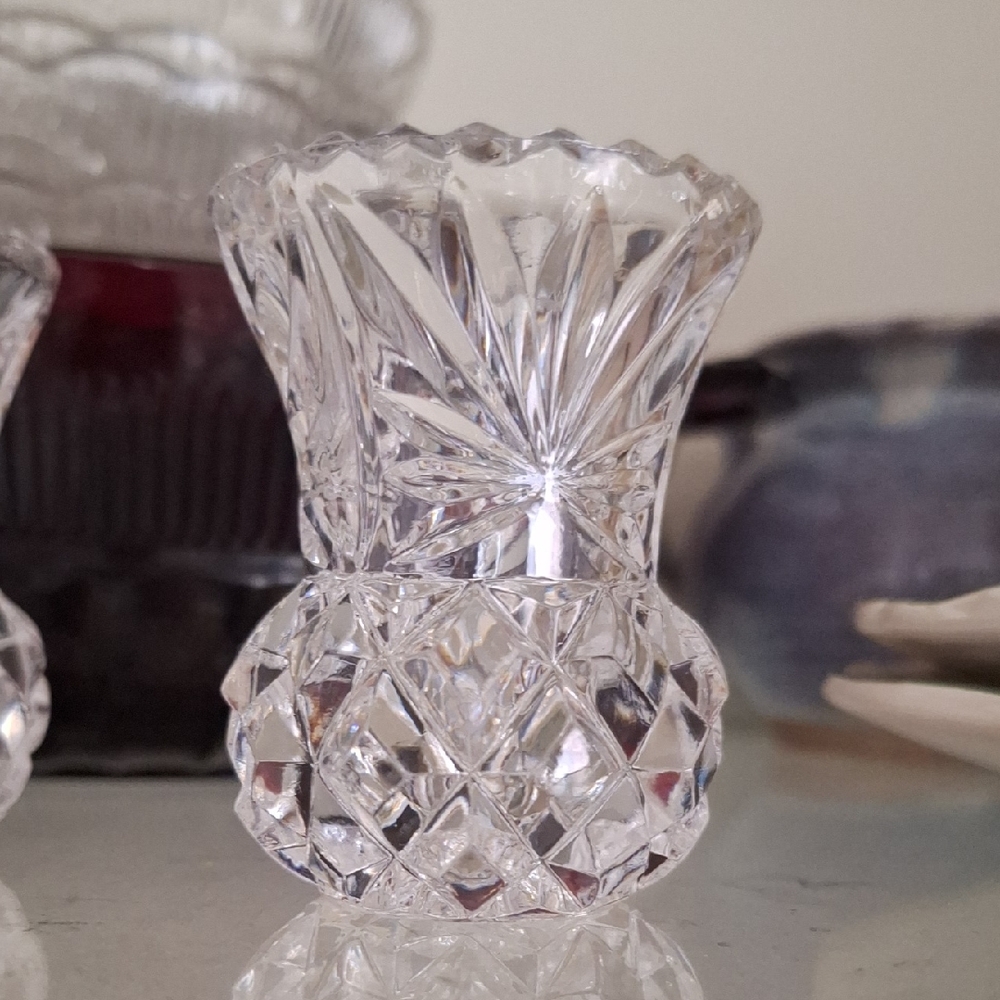 Elegant Crystal Glass Bud Vase,  Toothpick Holder - Clear